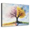 Boom - Kunst - Seizoenen - Lente - Herfst Textielframe zwart klein -3d