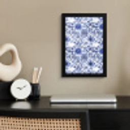 Bloemen - Blauw - Patroon - Wit fotolijst zwart zonder passe partout klein 224 -sfeer1