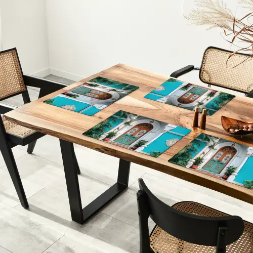 Zuilen - Sierlijke - Deur - Blauw Placemat vinyl groot -zzsfeer4_Kitchenyeah-website