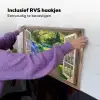 Doorkijk - Tuin - Raam - Hortensia - Bloemen Inductie beschemer met haakjes klein -ky-ophangen-nl