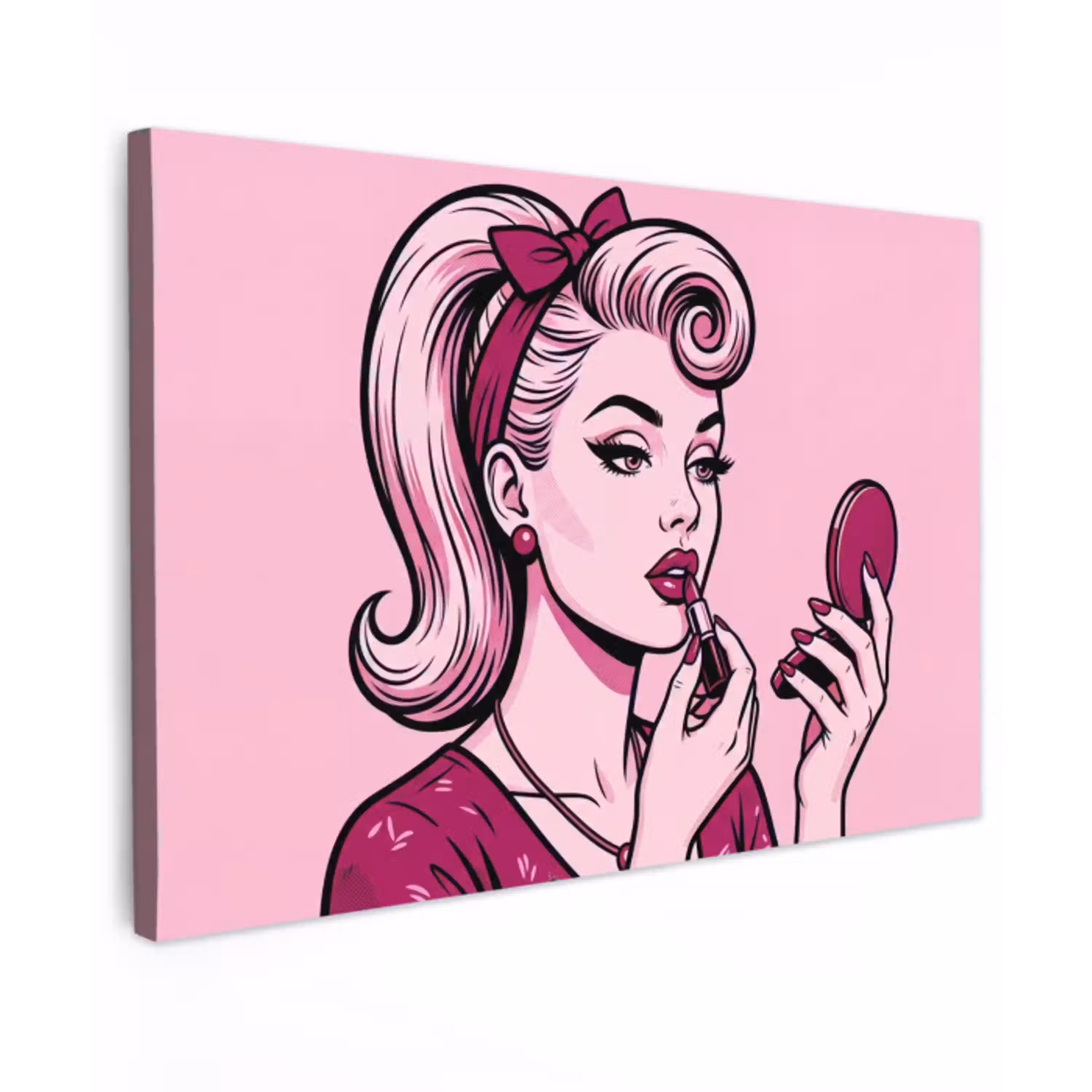 Vintage - Vrouw - Roze canvas 2cm klein -z3d