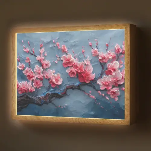 Bloesem - Bloem - Roze - Tak Light Box met batterij (Wandlamp) middel -z3d_website