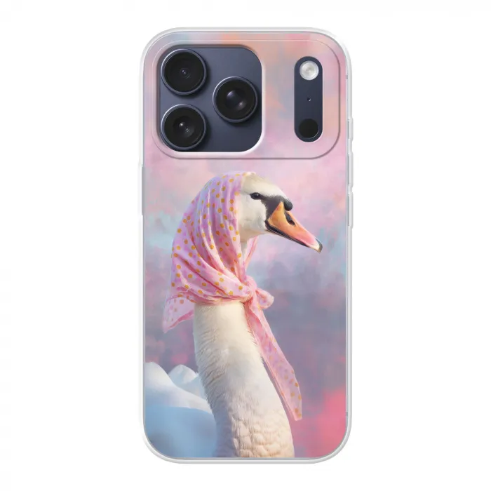 Zwaan - Sjaaltje - Pastelwolken Telefoonhoesje iPhone 17 Pro klein -3d