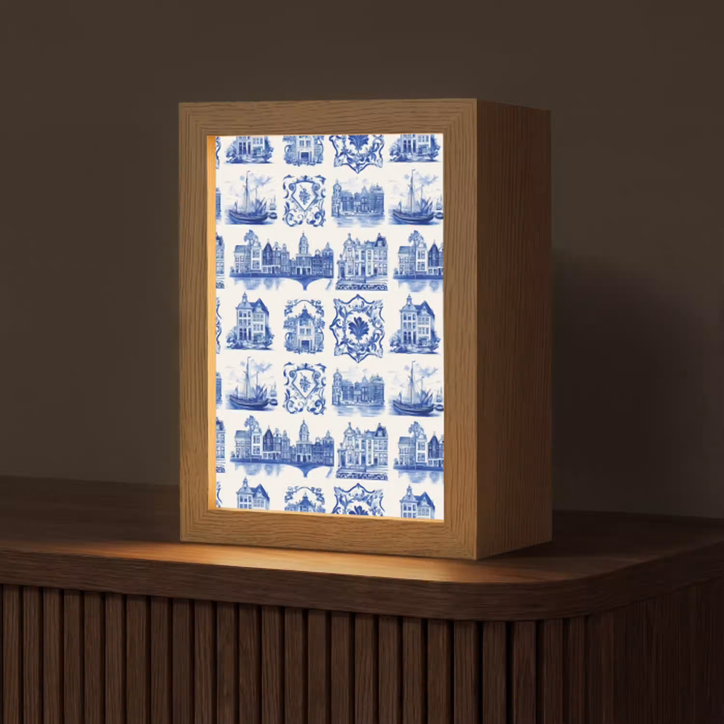 Huizen - Schepen - Blauw Light Box met kabel (Tafellamp) klein 925 -z3d_website