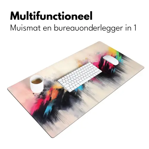 Dynamisch - Abstract - Kleurrijk - Zwart Muismat XXL klein -sfeer4