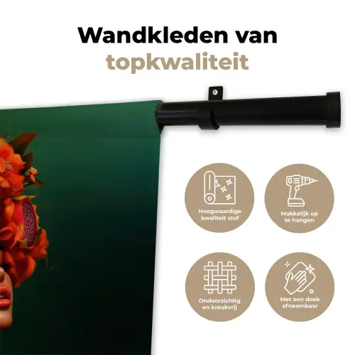 Vrouw - Drankenfruit - Rozen Wandkleed katoen klein -sfeer2