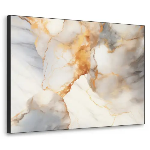 Marmer - Grijs - Goud Textielframe zwart klein -3d