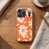 Bloemen - Oranje - Beige - Roze - Abstract Telefoonhoesje iPhone 17 Pro klein -sfeer1