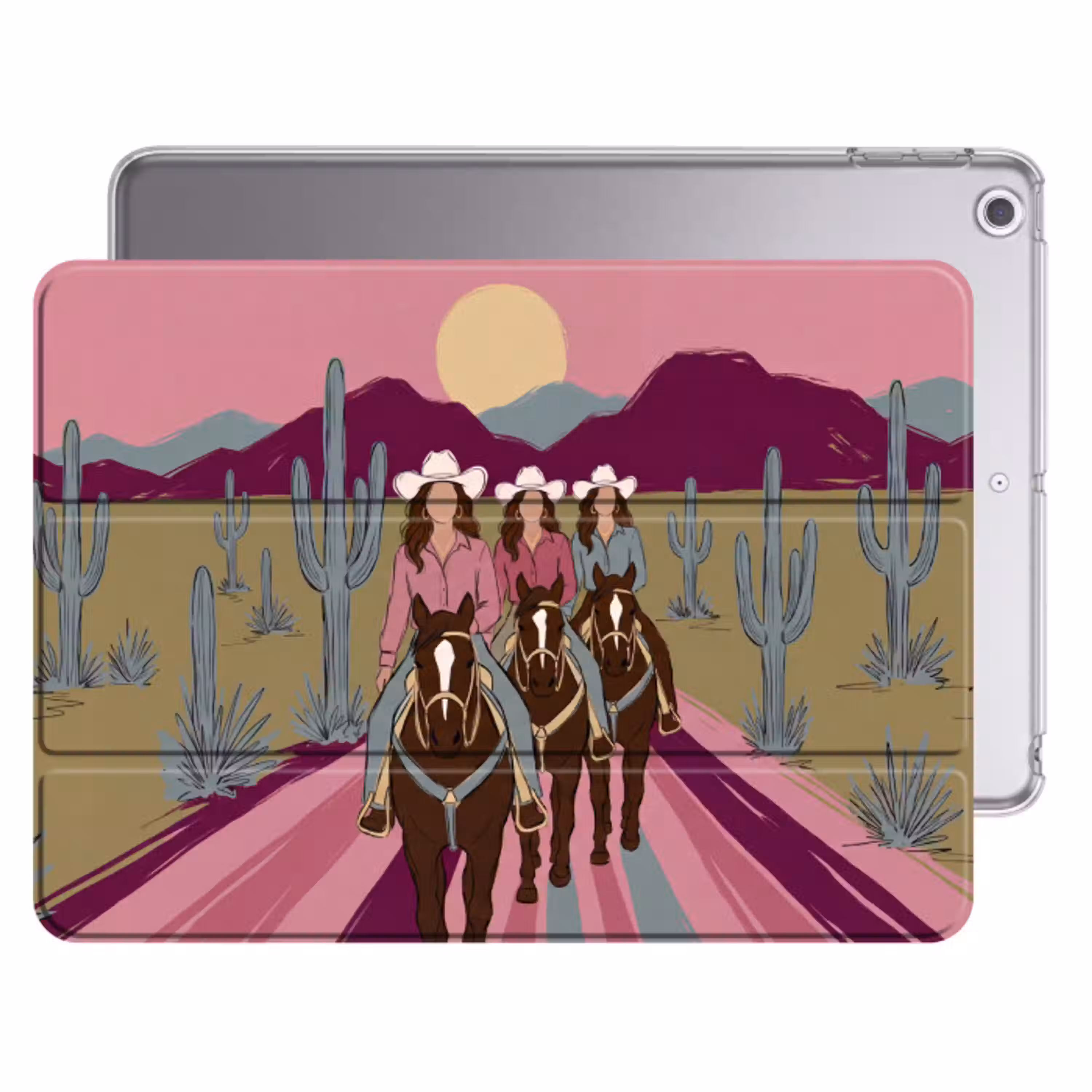 Mensen - Paard - Woestijn - Abstract - Roze Apple iPad 2017 middel -threedimensional_3d_global
