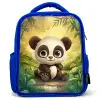 Panda - Bamboebos - Groen Kinderrugzak - Blauw middel -3d