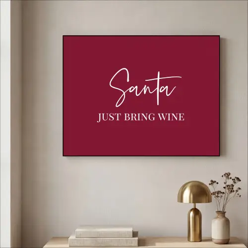Santa - Wine - Rood - Kerst - Kerstman Textielframe zwart klein -sfeer2