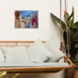 Santorini - Bloemen - Griekenland tuinposter los doek klein -sfeer7