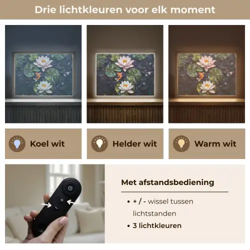 Glasstukjes - Leliebladeren - Vis - Oranje Light Box met batterij (Wandlamp) middel -USP_lichtkleurNL