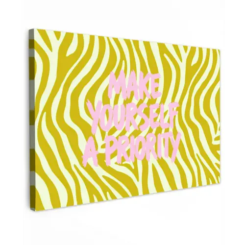 Zebraprint - Priority - Roze Tuinposter op houten frame 2 cm dik klein -3d