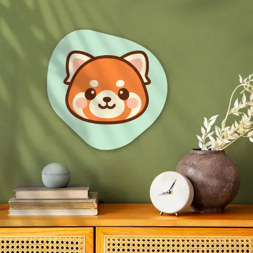 Rode panda - Groen - Cartoon Wandcirkel Organisch Forex 3mm klein -sfeer2