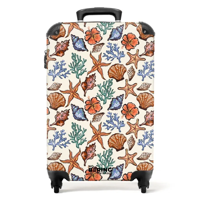 Koraal met zeesterren print NBS - Handbagage koffer - Volwassenen Unisex middel -productfoto_recht