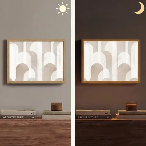 Abstracte bogen - Modern - Beige Light Box met batterij (Wandlamp) middel -sfeer3