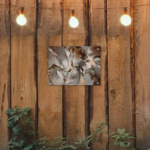 Grijs - Goud - Marmer - Marmerlook tuinposter los doek klein -sfeer1