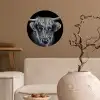 Schotse hooglander - Zwart - Koe - Dieren Wandcirkel behangsticker klein -sfeer1