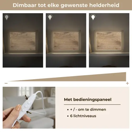 Hout - Bruin - Houtlook Light Box met kabel (Tafellamp) klein -USP_dimbaarNL