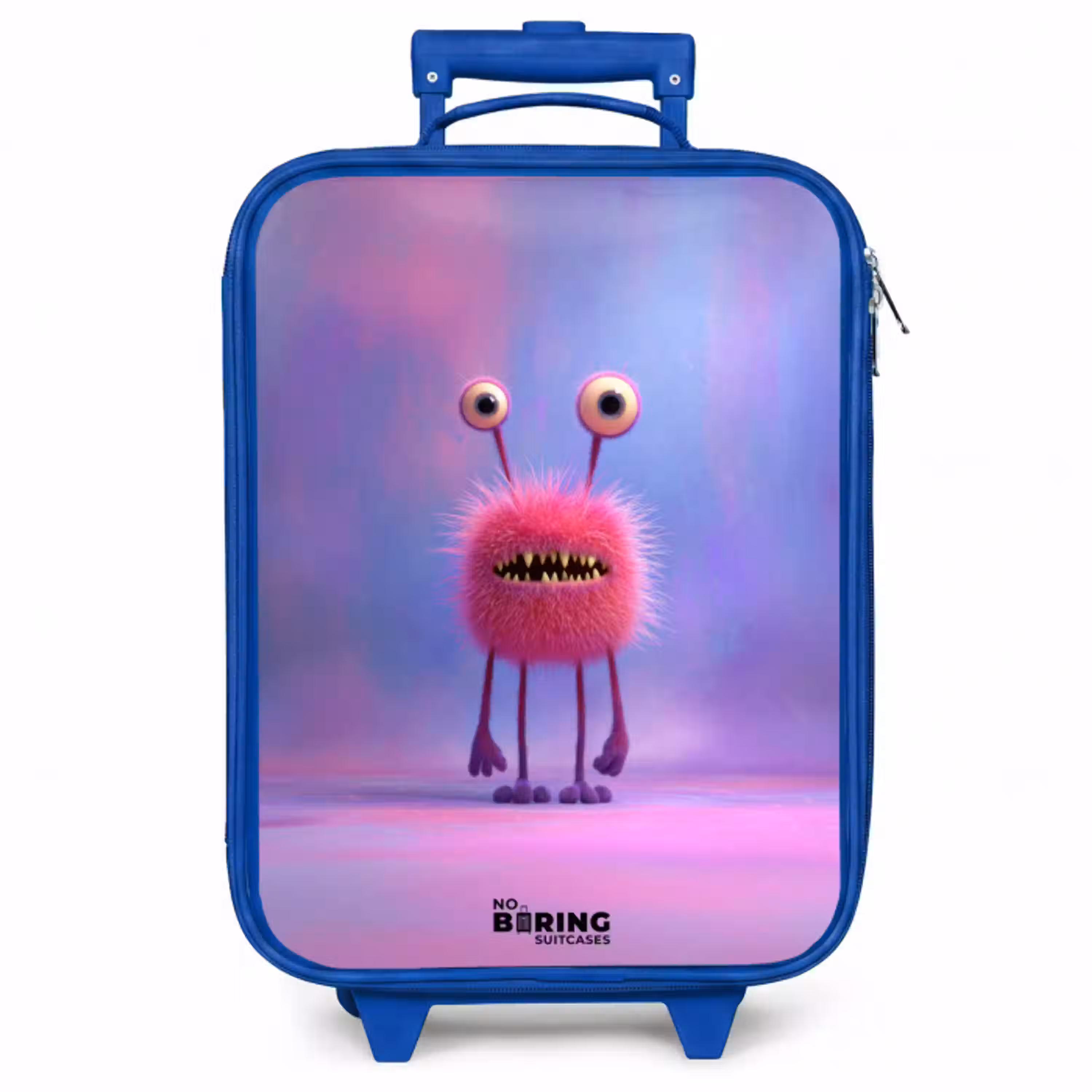 Roze harig monster met grote ogen Kinderkoffer - Blauw klein -zzz_website3d