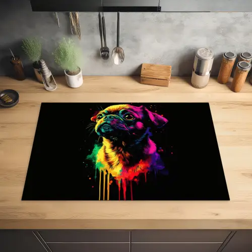 Puck - Hond - Verf - Kleuren Inductie beschermer vinyl 3mm klein -sfeer5
