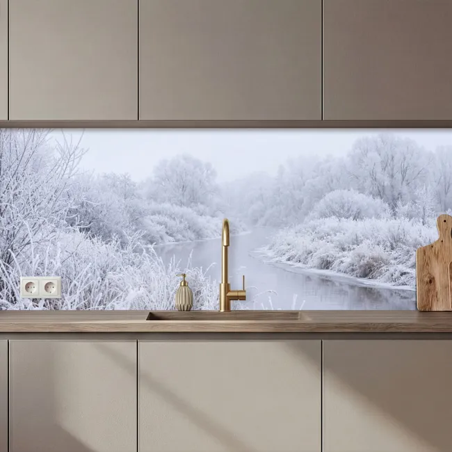Keuken achterwand - Rivier - Sneeuw - Bos - Winter - Schilderachtig