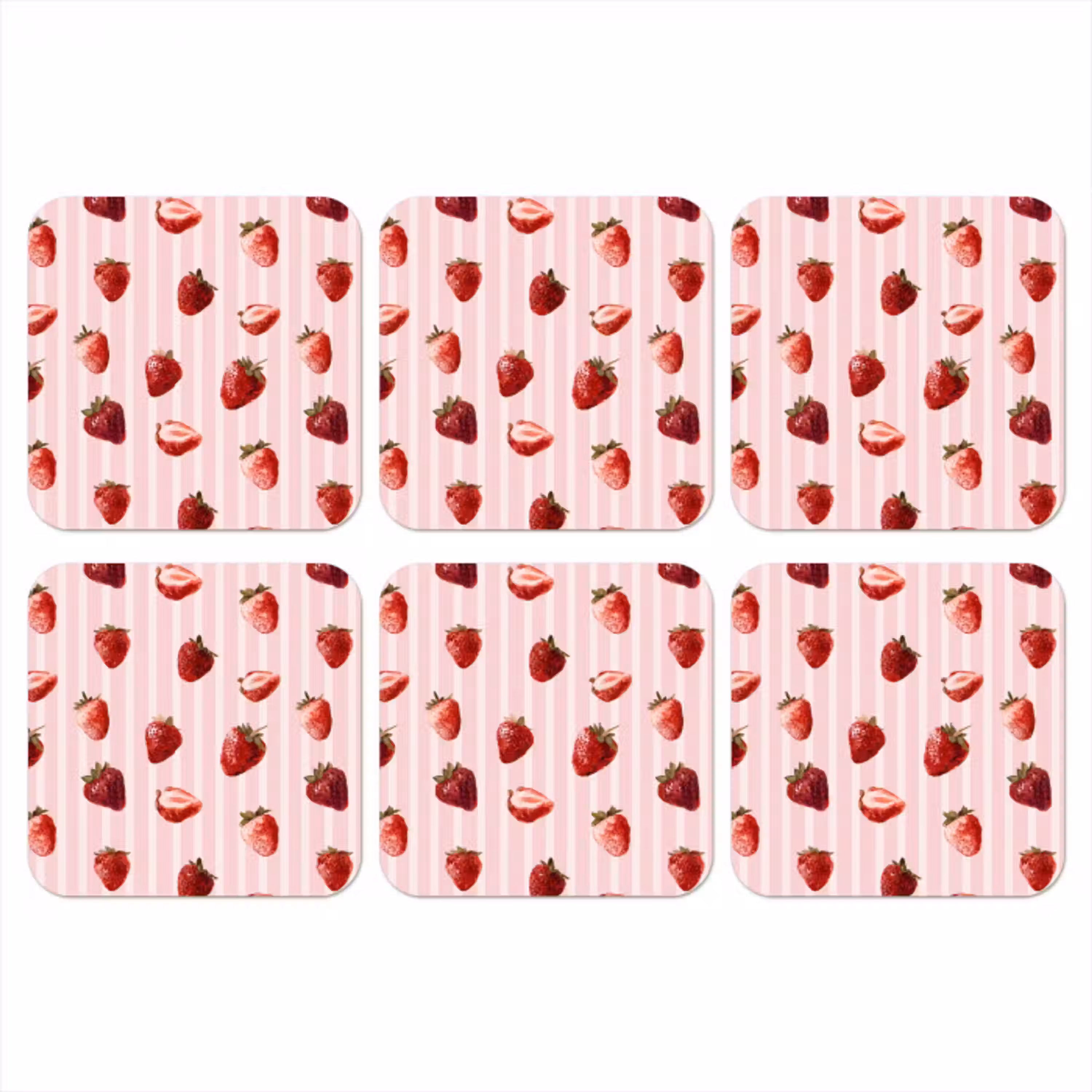 Strepen - Aardbei - Roze onderzetter kurk middel 366 -3d