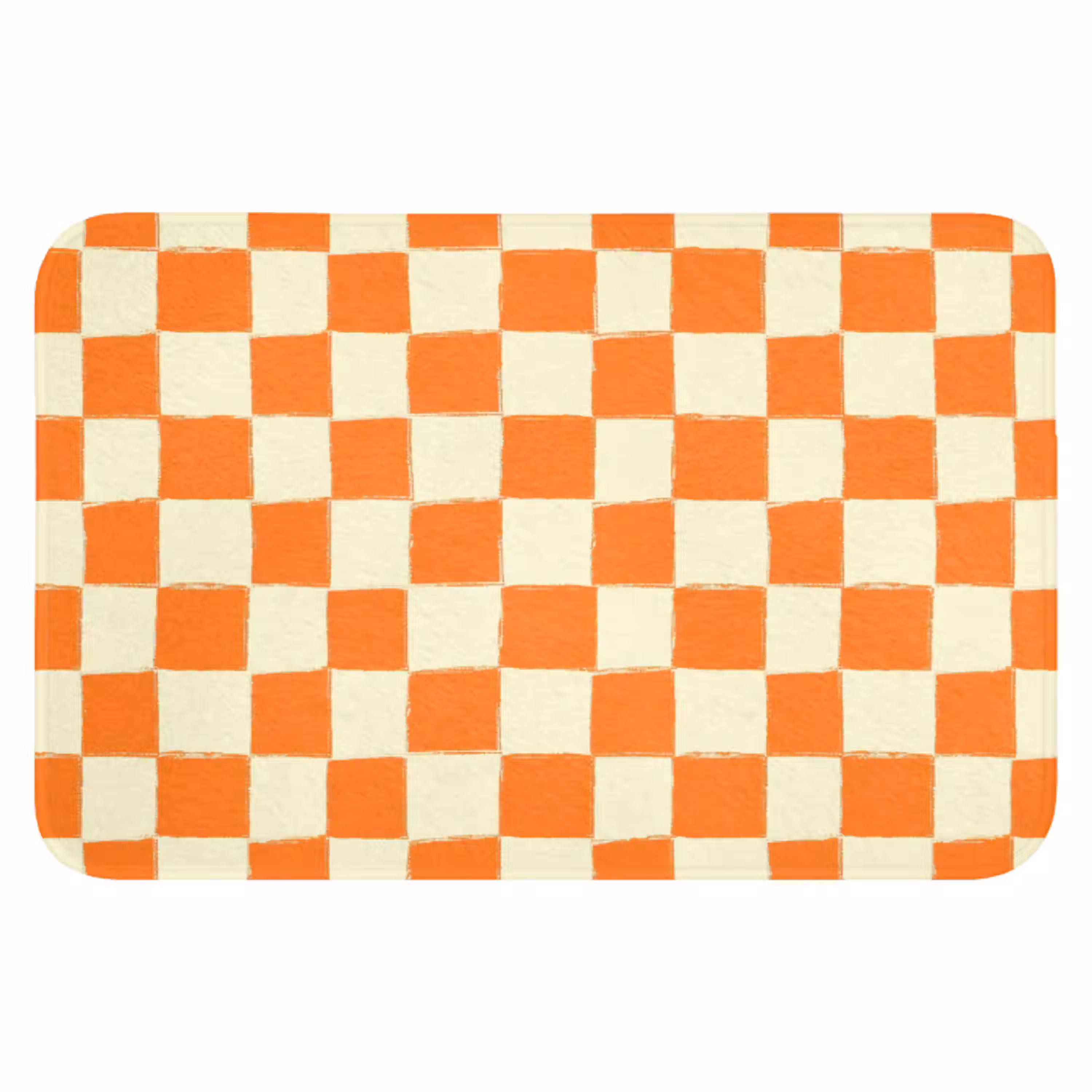 Schaak - Patroon - Oranje Badmat klein 997 -3d