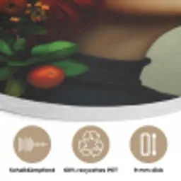Vrouw - Appels - Rood - Bladeren Akoestische PET Vilt - Rond klein -closeup_DE