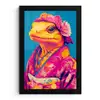 Bloemenkrans - Hagedis - Kimono - Paars fotolijst zwart zonder passe partout klein -3d