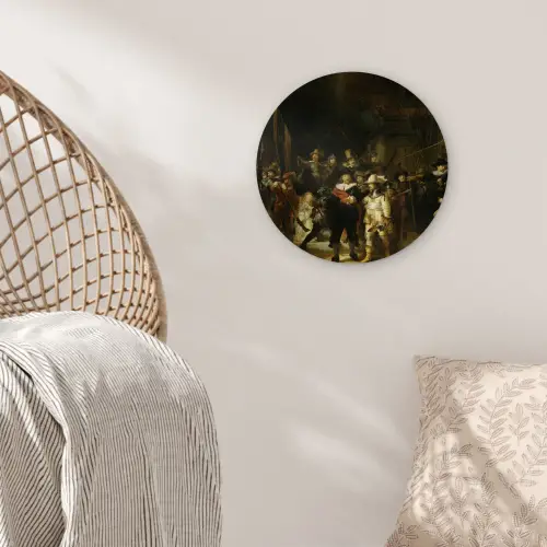 De Nachtwacht - Kunst - Oude meesters - Rembrandt Wandcirkel kunststof plaat 5mm dik klein -sfeer5