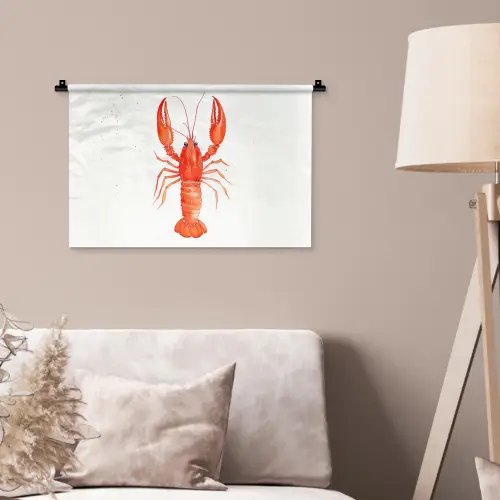 Kreeft - Waterverf - Aquarel - Oranje Wandkleed katoen klein -sfeer4