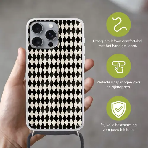 Klassiek - Patroon - Zwart Hoesje iPhone 16 Pro Max met koord klein 804 -sfeer2_NL