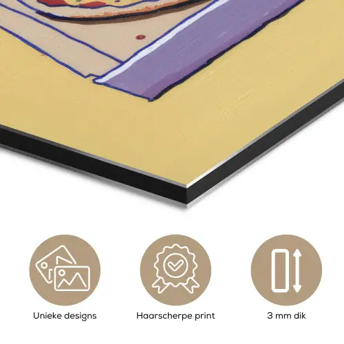 Pizza - Doos - Salami - Illustratie aluminium wit klein -closeup_NL