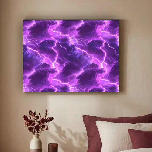 Paars - Bliksem - Wolken Textielframe - compleet frame klein 947 -sfeer1