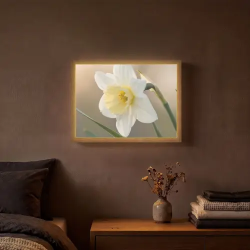 Narcis - Bloem - Minimalistisch Light Box met batterij (Wandlamp) middel -sfeer4