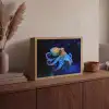 Octopus - Stippen - Blauw - Zee Light Box met batterij (Wandlamp) middel -sfeer2