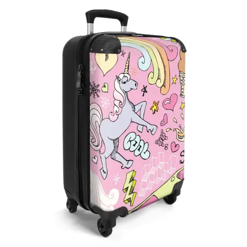 Unicorn doodles Koffer - NBS - Handbagage middel -productfoto_3d