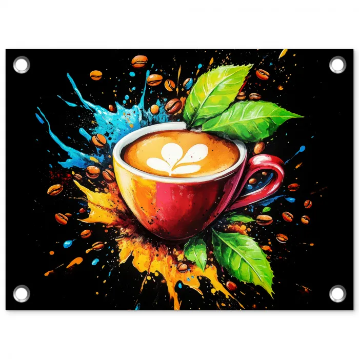 Koffie - Graffiti - Drinken - Abstract tuinposter los doek klein -3d