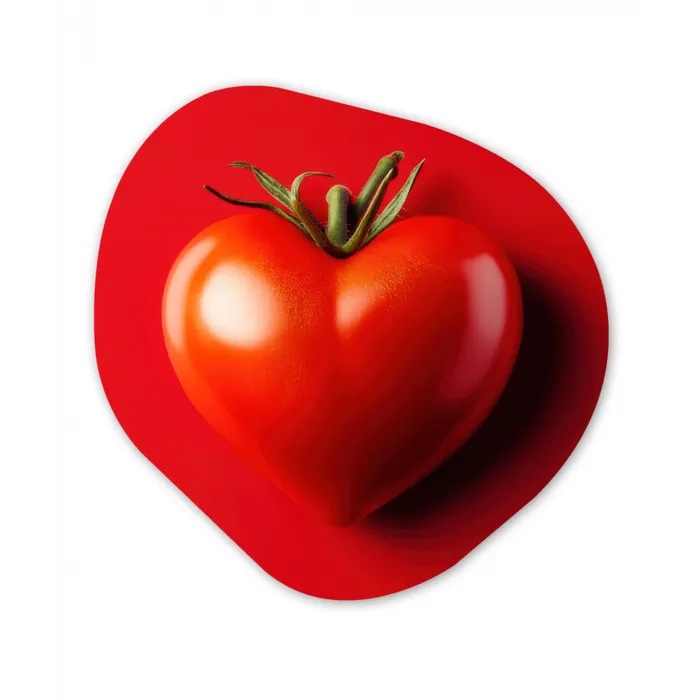 Tomaat - Rood - Hart Wandcirkel Organisch Forex 3mm klein -3d