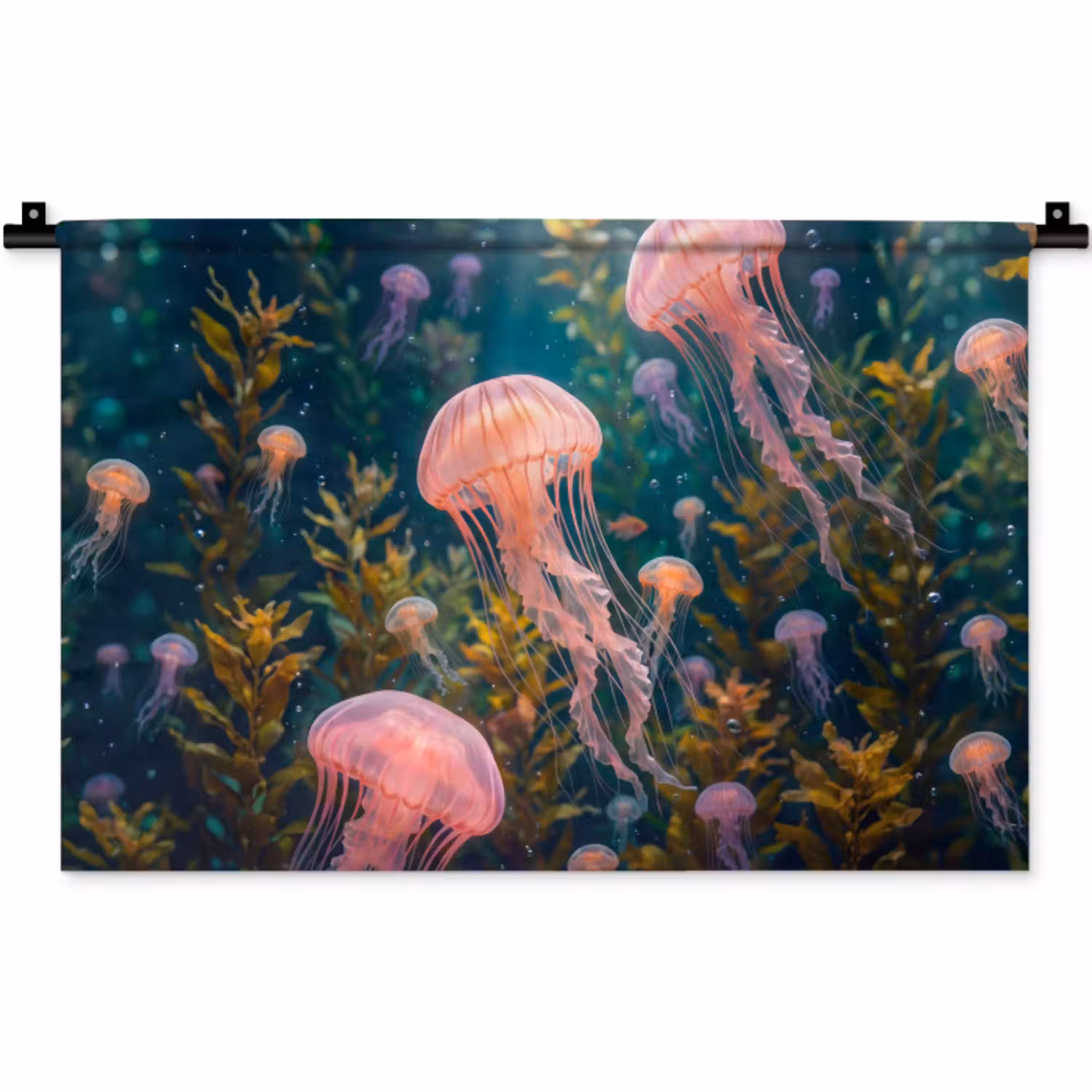 Kwal - Roze - Onderwater - Zeeleven - Dieren Wandkleed katoen klein -zz3d