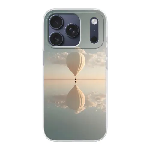 Luchtballon - Wolken - Water - Blauw Telefoonhoesje iPhone 17 Pro klein -3d