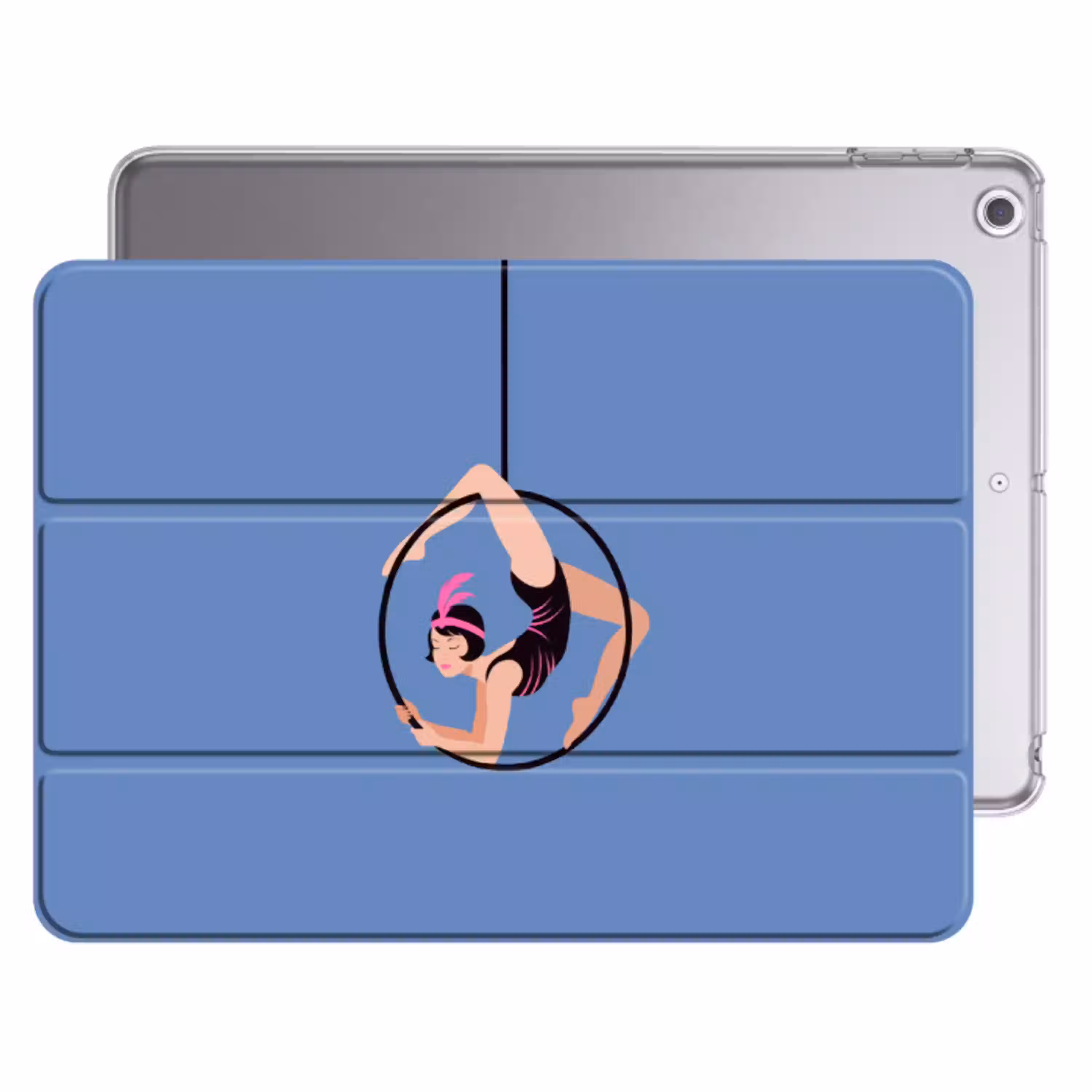 Vrouw - Aerial hoop - Art deco - Illustratie - Blauw Apple iPad 2017 middel -threedimensional_3d_global