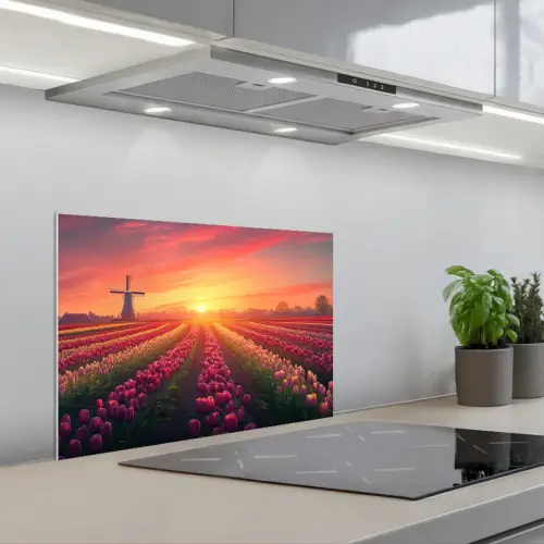 Windmolen - Zonsondergang - Landschap keuken achterwand spatscherm klein -3d_schuin