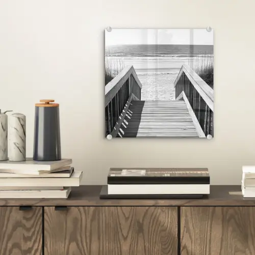 Loopbrug - Hout - Strand - Zee plexiglas 5mm klein -sfeer1
