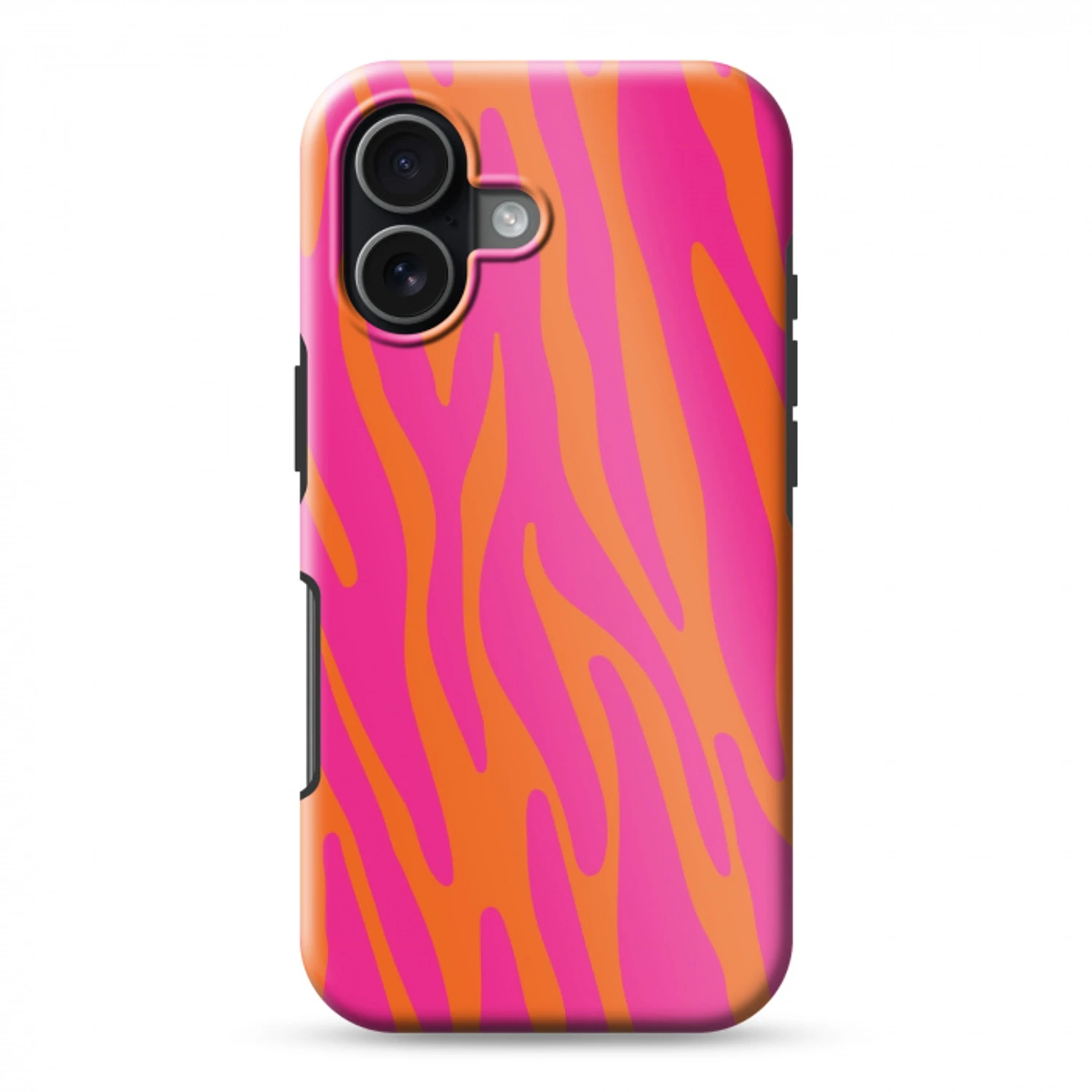 Zebraprint - Roze - Oranje - Dierenprint Toughcase MagSafe Apple iPhone 17 klein -3d