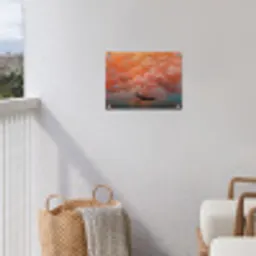 Zee - Boot - Wolken - Oranje tuinposter los doek klein -sfeer8