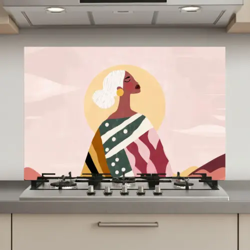 Vrouw - Zon - Kleurrijk keuken achterwand spatscherm klein -3d_website