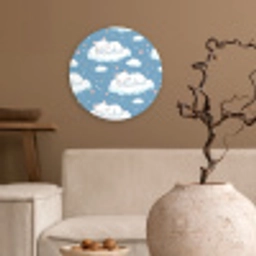 Kitten - Wolken - Blauw Wandcirkel kunststof plaat 5mm dik klein 188 -sfeer1